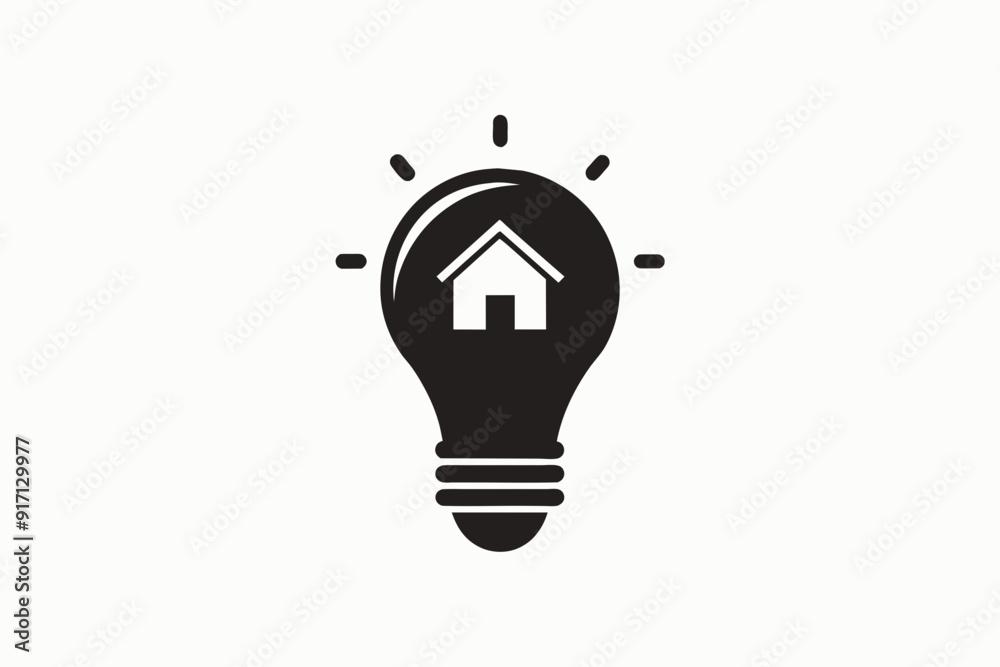 a flat vector logo of a light bulb with a house a flat vector logo of a light bulb with a house