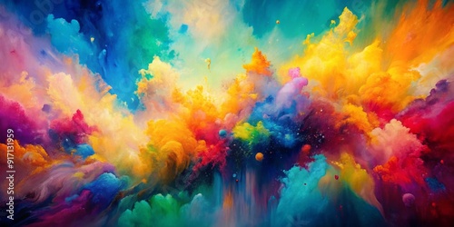 Wallpaper Mural Abstract Cosmic Canvas A Symphony of Color in Digital Art, abstract art, digital painting, vibrant colors, cosmic Torontodigital.ca