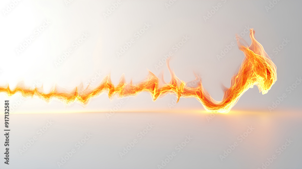 A long flame trail line on a white background, A long flame trail line on a white background,