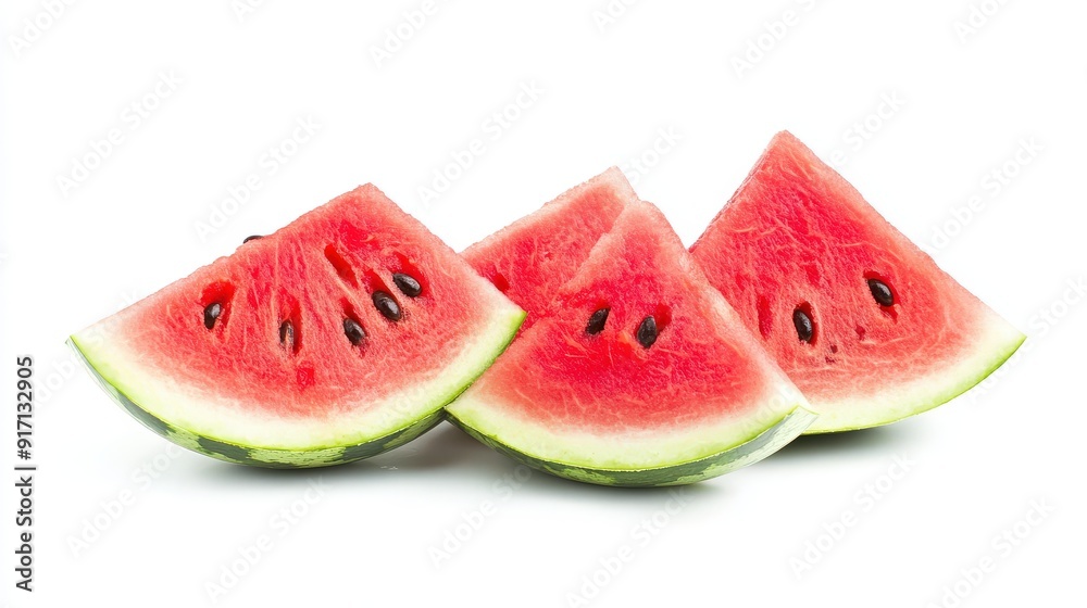 Slices of watermelon arranged on a white background. Slices of watermelon arranged on a white background.