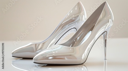 A pair of elegant stilettos displayed on a white surface.