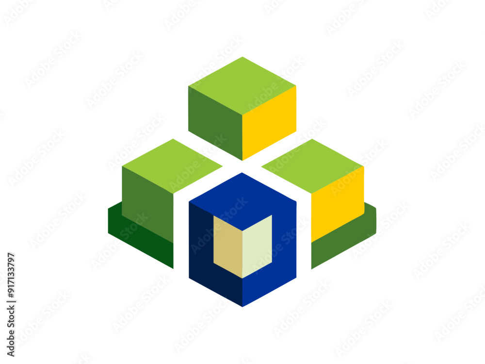 Vibrant Logo Design with Interlocking Building Blocks for Construction and Growth Vibrant Logo Design with Interlocking Building Blocks for Construction and Growth