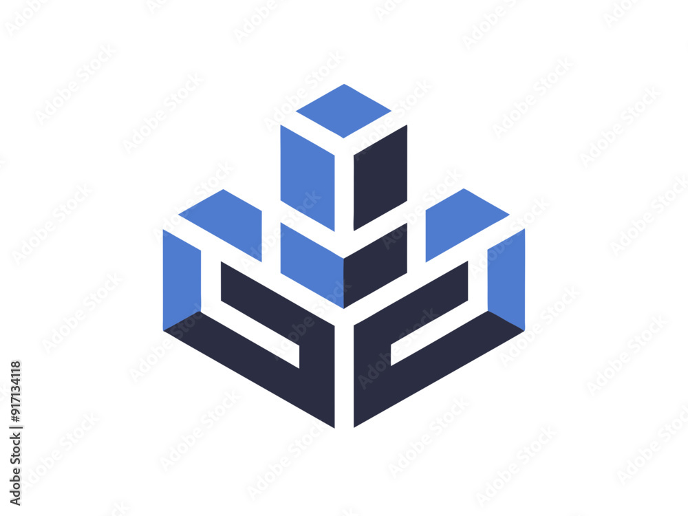Vibrant Logo Design with Interlocking Building Blocks for Construction and Growth Vibrant Logo Design with Interlocking Building Blocks for Construction and Growth