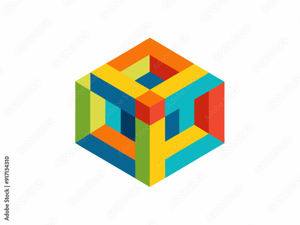 Vibrant Logo Design with Interlocking Building Blocks for Construction and Growth Vibrant Logo Design with Interlocking Building Blocks for Construction and Growth
