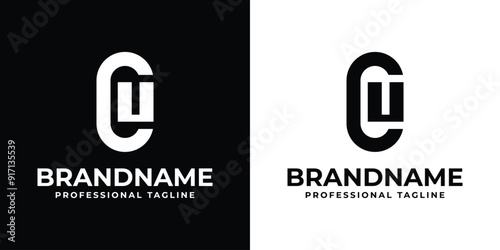 Letters CU or UO Monogram Logo Set, for any business with CU, UC, UO, or OU initials