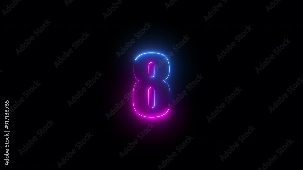 animation of neon counter from 0 to 9, fast moving blue and pink rays to both sides. glowing lines, 4K animated template animation of neon counter from 0 to 9, fast moving blue and pink rays to both sides. glowing lines, 4K animated template