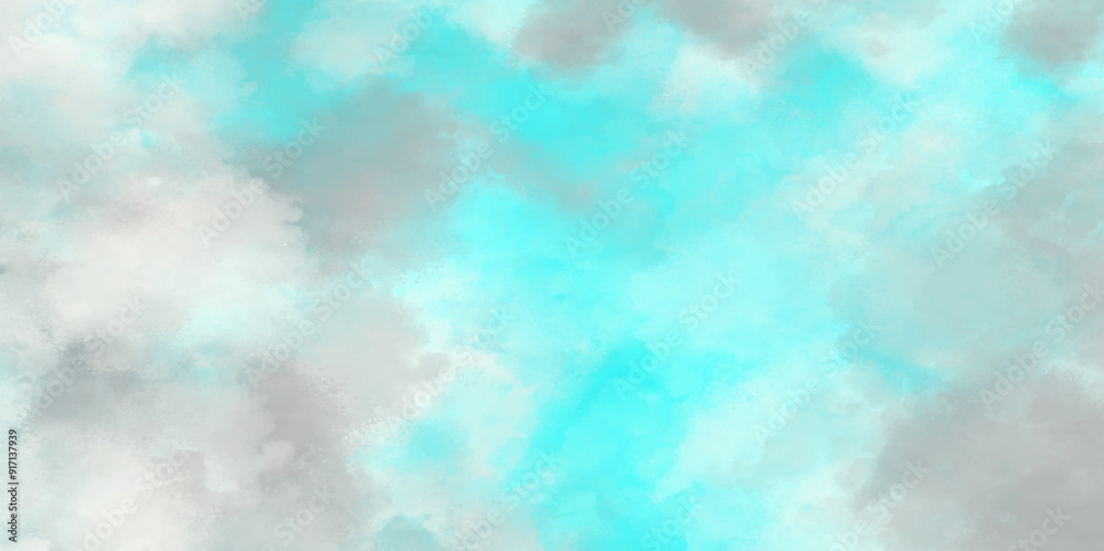 Fototapeta premium Abstract blue wall background with watercolor cloud and sky. vector illustration. Blue sky with white cloud. Blue background blue wall texture pattern background.