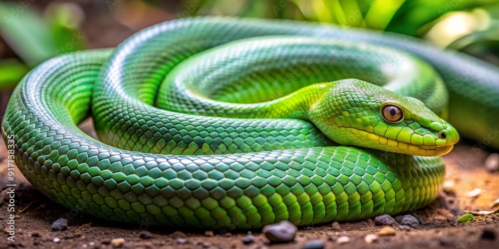Emerald Tree Boa Close Up A Vibrant Green Snake, Serpent, Reptile, Scales Emerald Tree Boa Close Up A Vibrant Green Snake, Serpent, Reptile, Scales