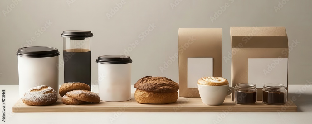 coffee packaging designed for a bakery brand, elegant minimalist style, sophisticated typography, neutral colors coffee packaging designed for a bakery brand, elegant minimalist style, sophisticated typography, neutral colors