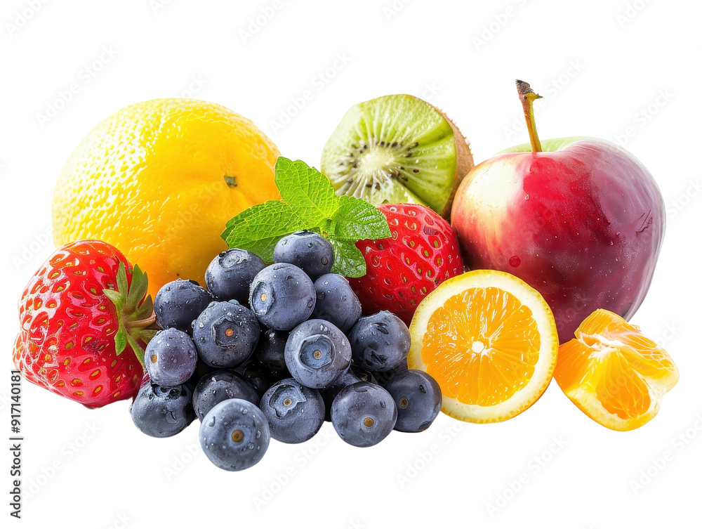 Vibrant assortment of fresh fruits including strawberries, blueberries, lemon, and kiwi, perfect for healthy recipes or vibrant decor. Vibrant assortment of fresh fruits including strawberries, blueberries, lemon, and kiwi, perfect for healthy recipes or vibrant decor.