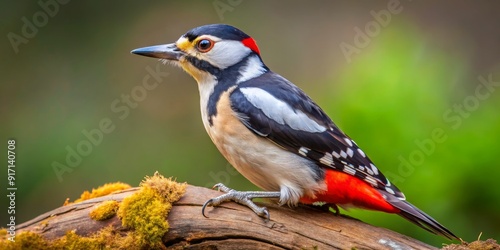 Great Spotted Woodpecker Perched on a Branch, Close Up, Bird, Wildlife, Nature, Photography photo