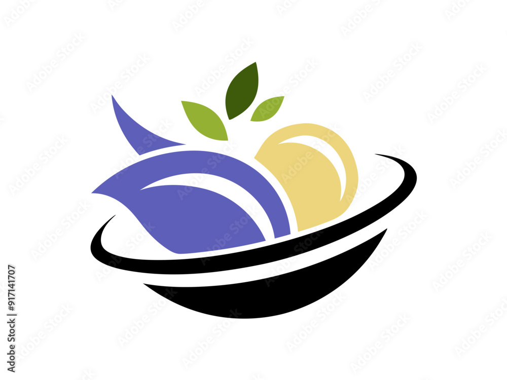 Bright and Bold Food Logo Featuring a Stylized Bowl with Colorful Ingredients Bright and Bold Food Logo Featuring a Stylized Bowl with Colorful Ingredients