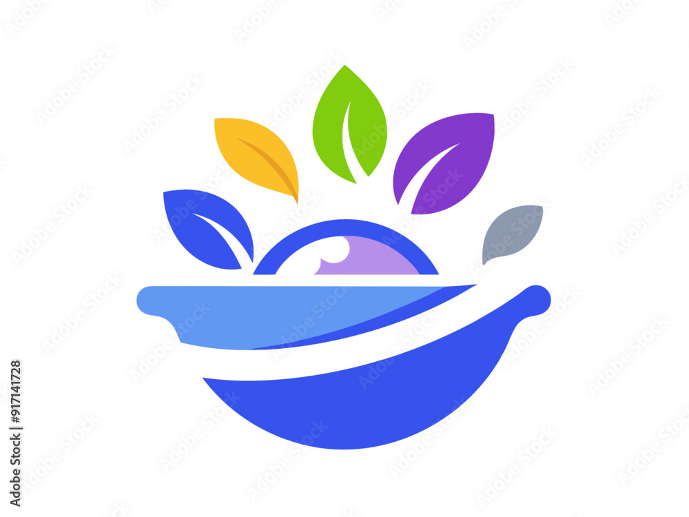 Bright and Bold Food Logo Featuring a Stylized Bowl with Colorful Ingredients Bright and Bold Food Logo Featuring a Stylized Bowl with Colorful Ingredients
