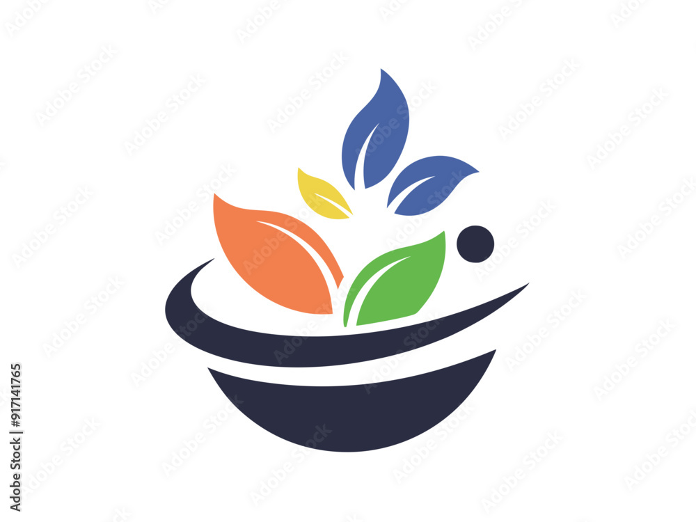 Bright and Bold Food Logo Featuring a Stylized Bowl with Colorful Ingredients Bright and Bold Food Logo Featuring a Stylized Bowl with Colorful Ingredients