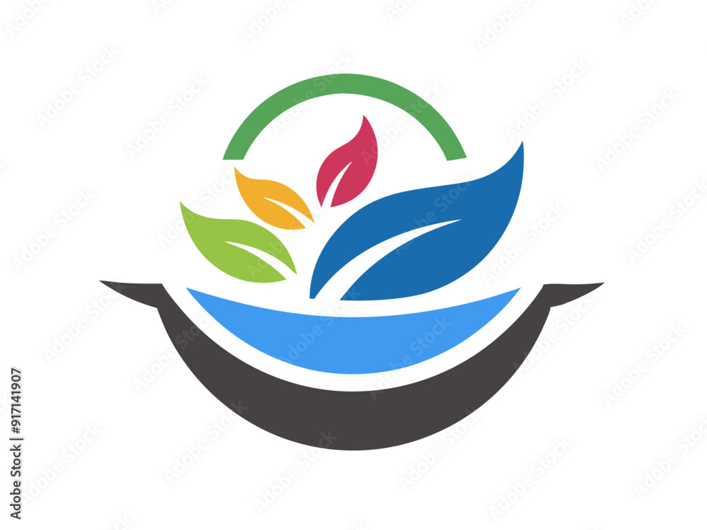 Bright and Bold Food Logo Featuring a Stylized Bowl with Colorful Ingredients Bright and Bold Food Logo Featuring a Stylized Bowl with Colorful Ingredients