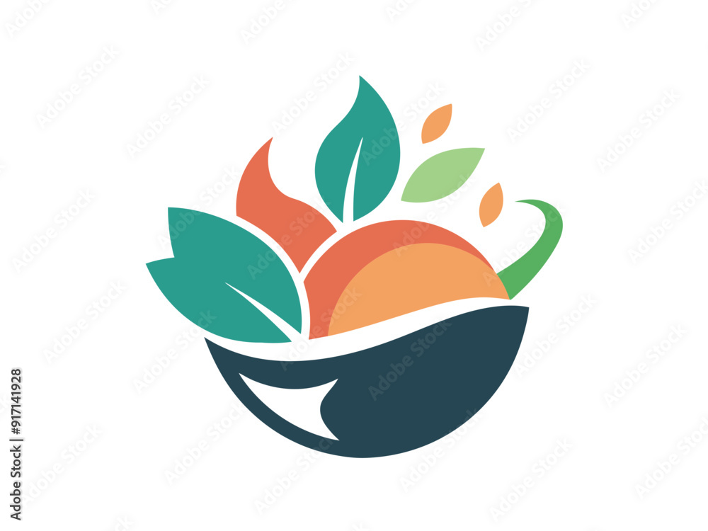 Bright and Bold Food Logo Featuring a Stylized Bowl with Colorful Ingredients Bright and Bold Food Logo Featuring a Stylized Bowl with Colorful Ingredients