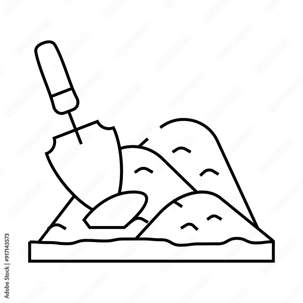 shovel in heap of peat line icon vector. shovel in heap of peat sign. isolated contour symbol black illustration shovel in heap of peat line icon vector. shovel in heap of peat sign. isolated contour symbol black illustration