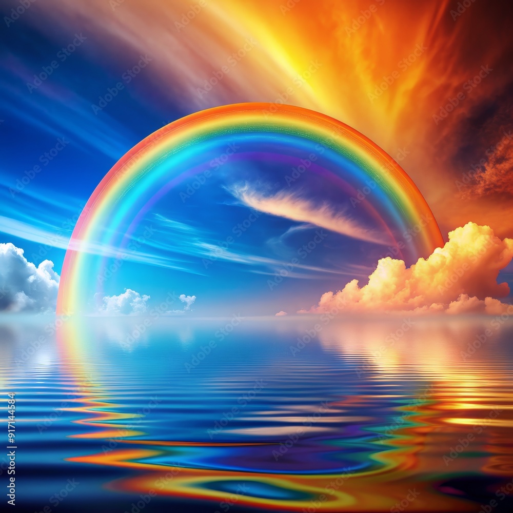 Rainbow Reflected in Still Waters, sky, clouds, nature, colors Rainbow Reflected in Still Waters, sky, clouds, nature, colors