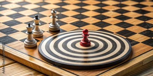 Red Pawn on Target, Chessboard, Bullseye, Pawn, Strategy, Target photo