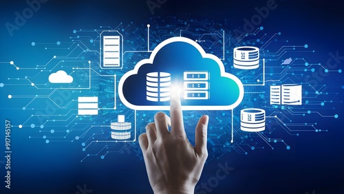Advance technology cloud data analysis, social network concept.