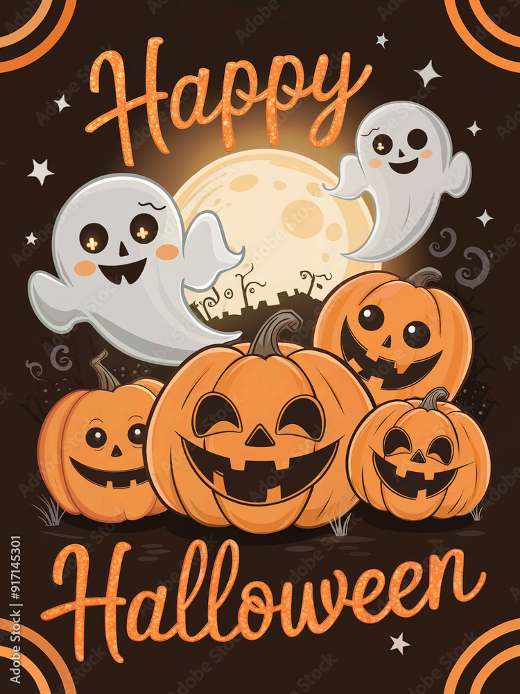 happy halloween smiley spirits and pumpkins generative ai happy halloween smiley spirits and pumpkins generative ai