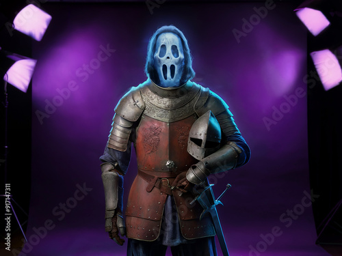 knight ghost with sword and shield costume