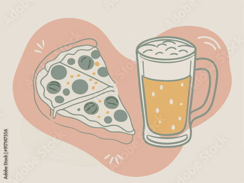 Arrange an unforgettable Pizza and Beer Day with a glass of beer and delicious pizza among friends