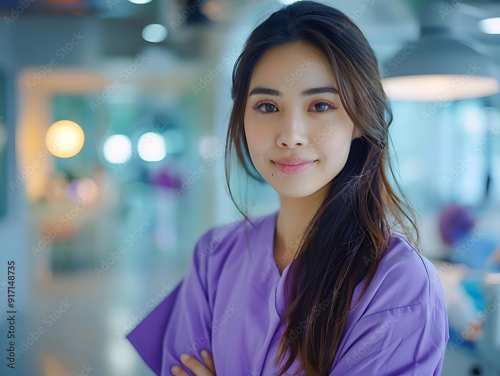 Portrait of a Woman in a Purple Shirt - Photo Portrait of a Woman in a Purple Shirt - Photo