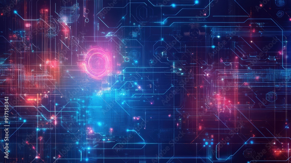 Abstract background with futuristic patterns and digital communication icons from a top view Abstract background with futuristic patterns and digital communication icons from a top view