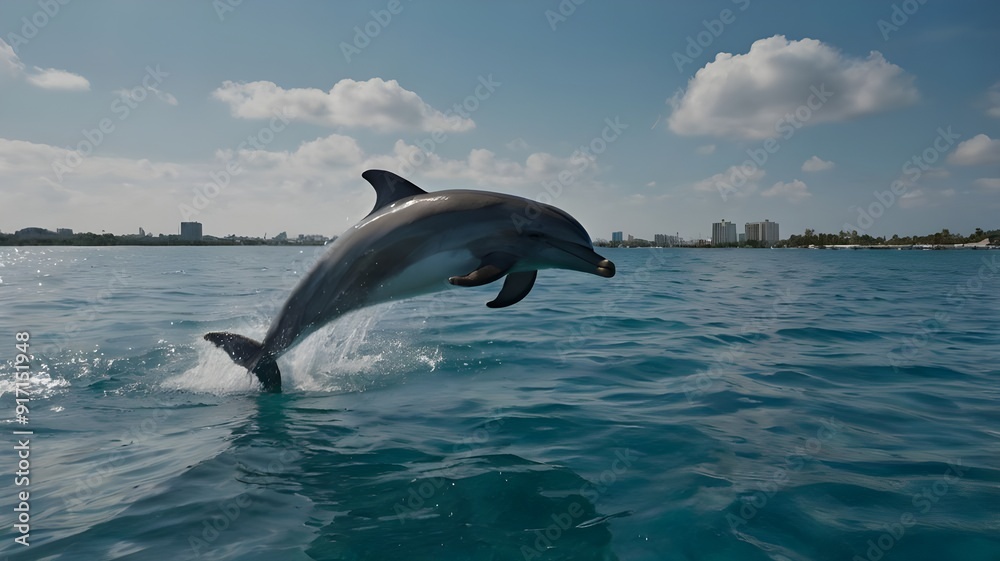 Fototapeta premium dolphin jumping out of water