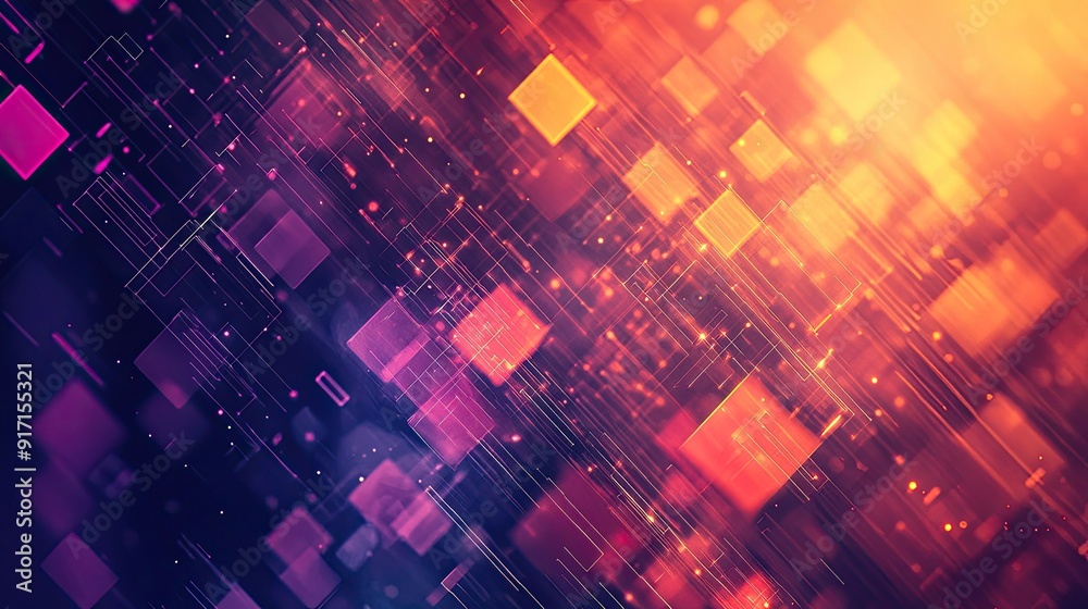Obraz premium Overhead shot of a modern tech background with abstract geometric patterns and data flow