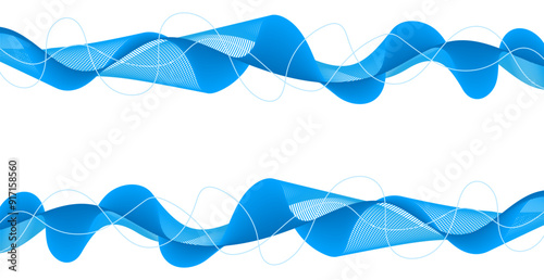 Colorful Blue Wave Lines Pattern Abstract Background. Modern Banner. Wallpaper. Frame. Vector Illustration