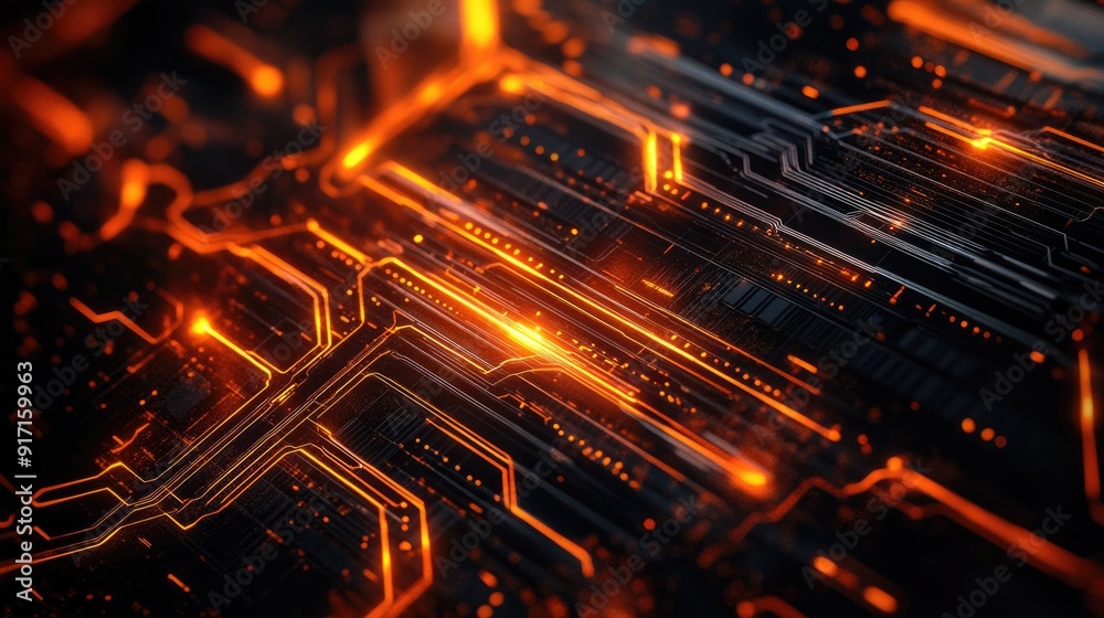 Top view of a sleek technology background with glowing lines and abstract patterns Top view of a sleek technology background with glowing lines and abstract patterns