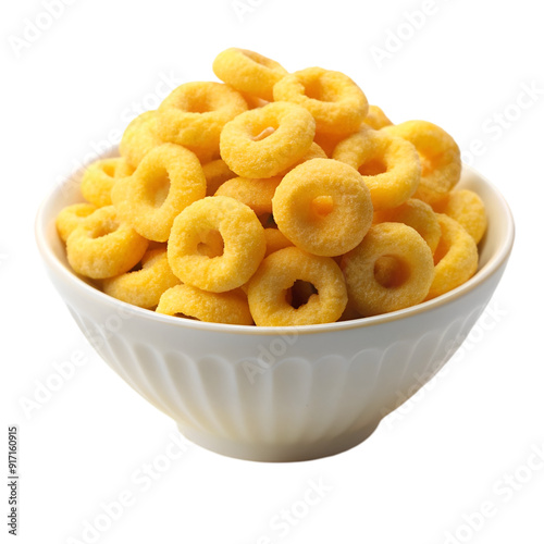 Bowl of cheerios cereal corn rings