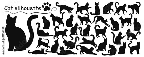 Cat silhouette set. Vector illustration