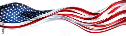Vibrant American Flag Banner on White Background Perfect for Digital Designs