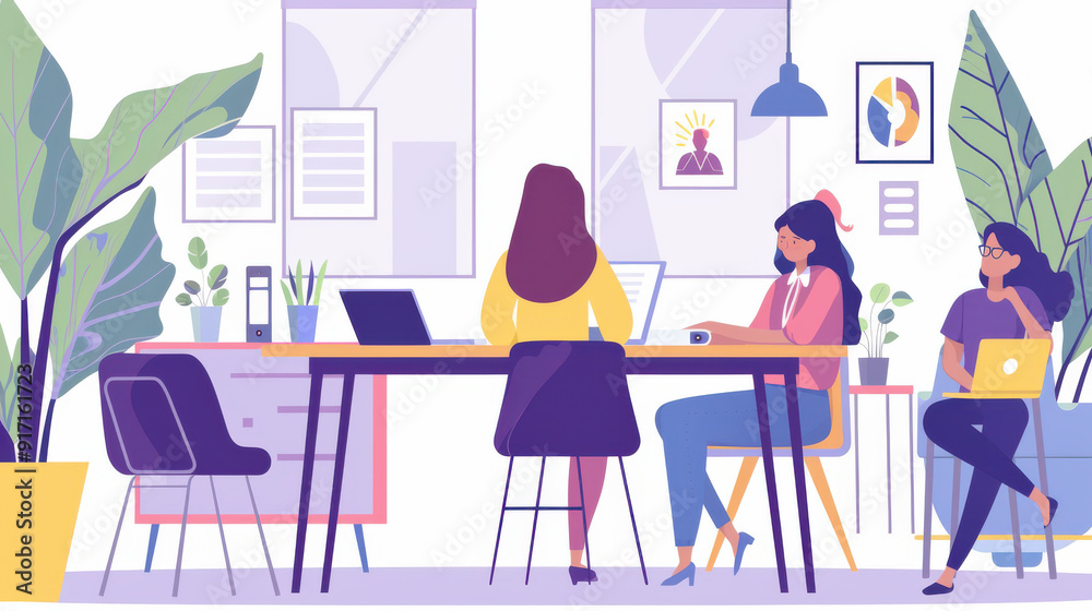 Female leader guiding a creative project in a modern office Female leader guiding a creative project in a modern office