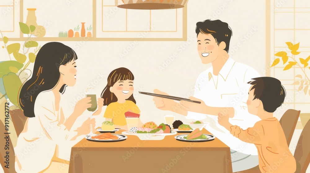 A family dining together at a traditional restaurant. A family dining together at a traditional restaurant.