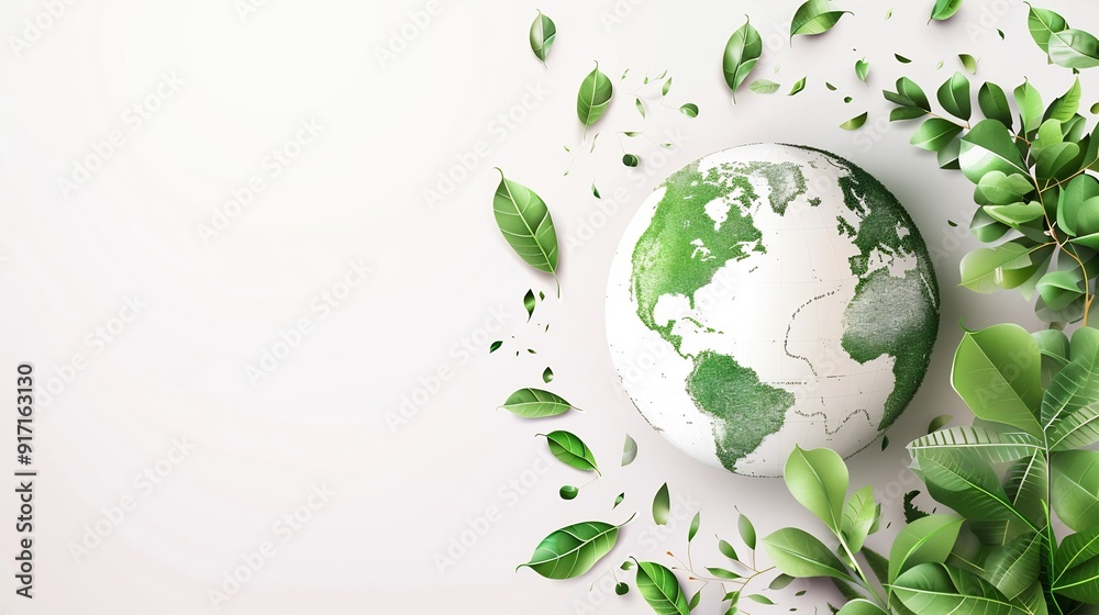 Green Earth Surrounded by Lush Leaves Green Earth Surrounded by Lush Leaves