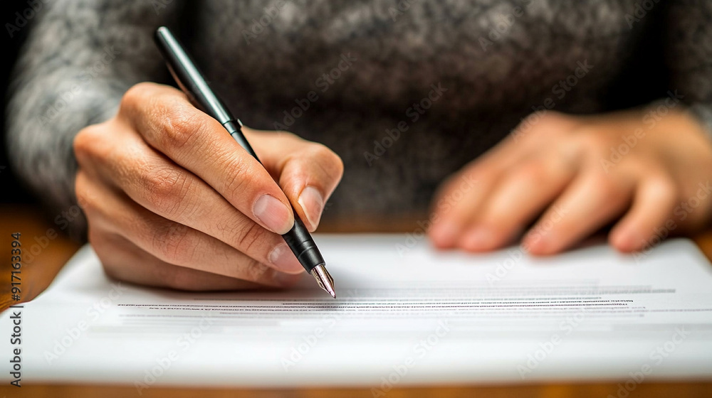 businessman’s hands holding a pen while writing on paper. The scene emphasizes attention to detail, professionalism, and commitment. Ideal for themes related to business, finance, and productivity businessman’s hands holding a pen while writing on paper. The scene emphasizes attention to detail, professionalism, and commitment. Ideal for themes related to business, finance, and productivity