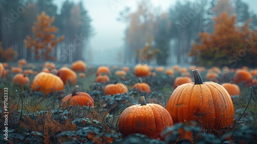 Vibrant Autumn Harvest Display with Pumpkins, Apples, and Colorful Flowers - Seasonal Fall Abundance in Warm Sunlight and Festive Atmosphere