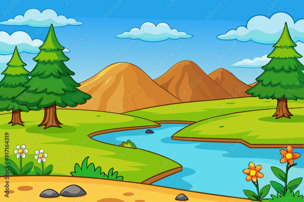 Obraz premium Nature landscape vector illustration