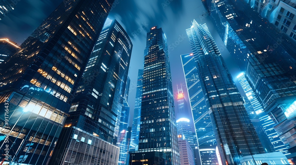 Nighttime Skyscrapers in Hong Kong Nighttime Skyscrapers in Hong Kong