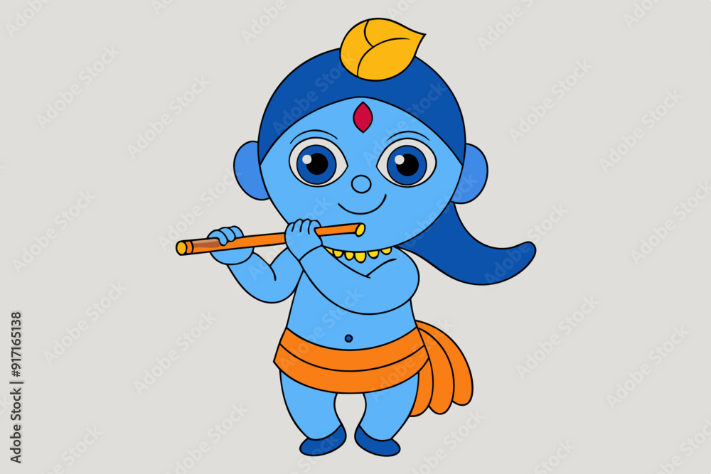 Happy Janmashtami playing flute With white background Happy Janmashtami playing flute With white background