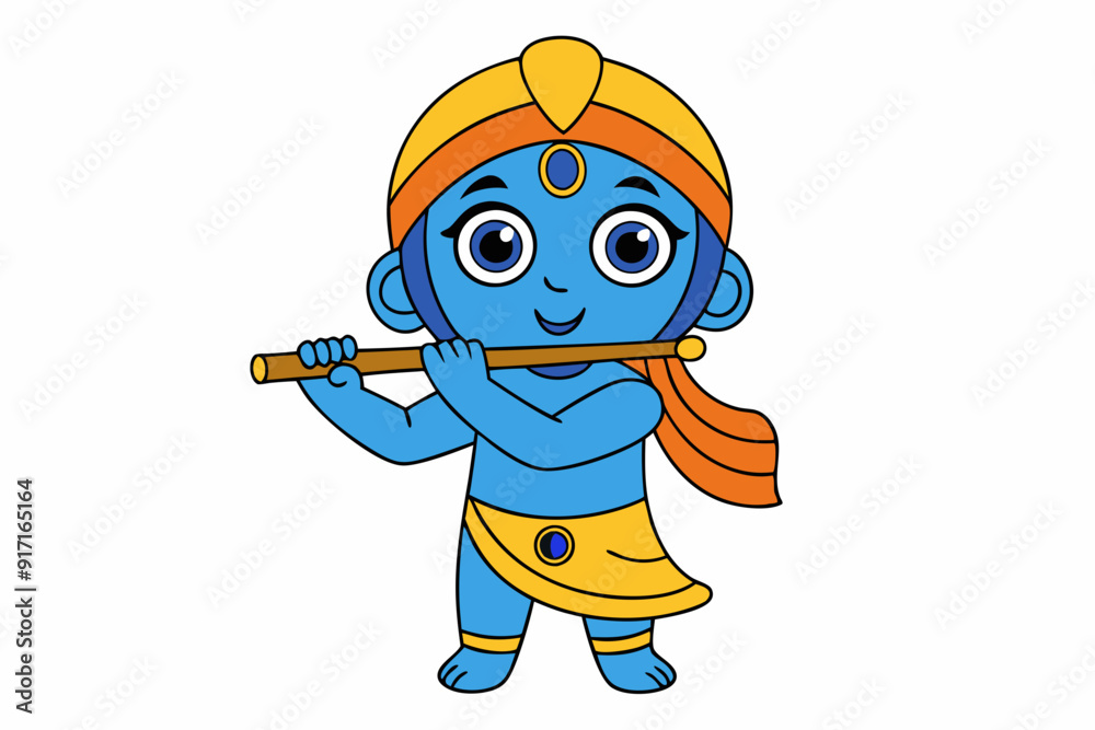 Happy Janmashtami playing flute With white background Happy Janmashtami playing flute With white background