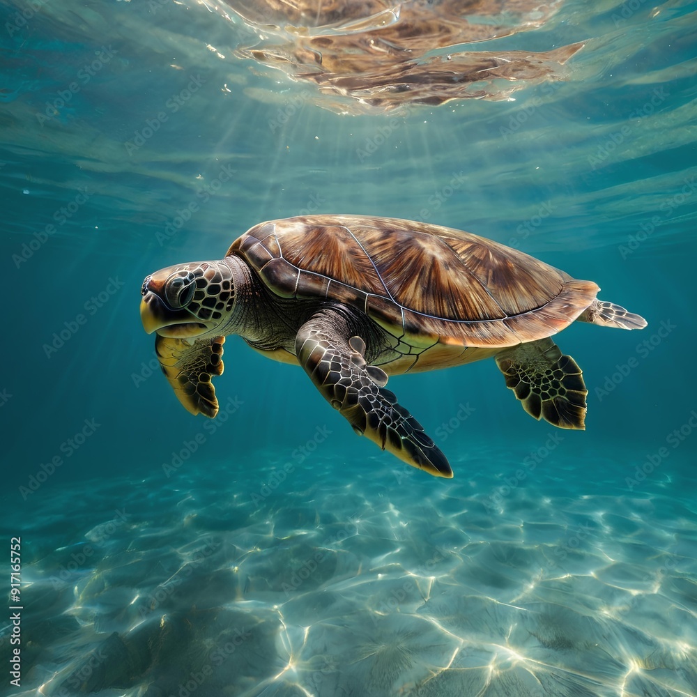 Fototapeta premium sea turtle swimming in the sea