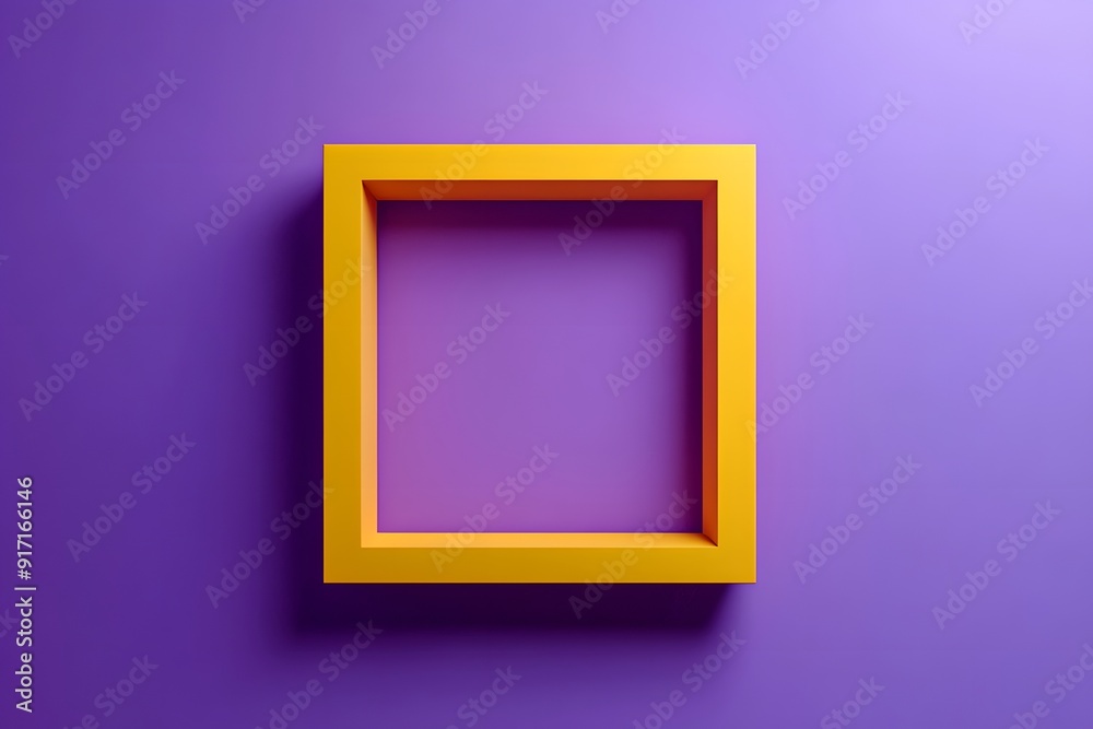 A single yellow frame sits on a purple background. A single yellow frame sits on a purple background.