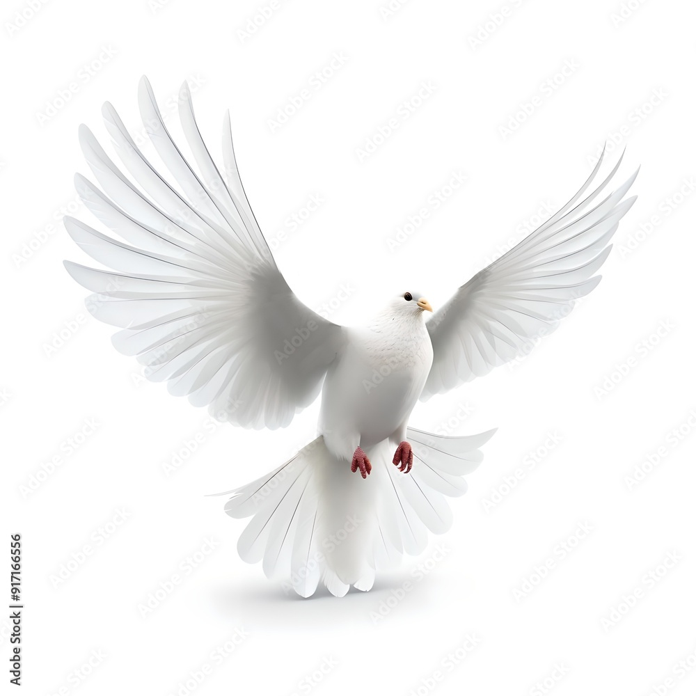 Obraz premium White dove of peace on white background 