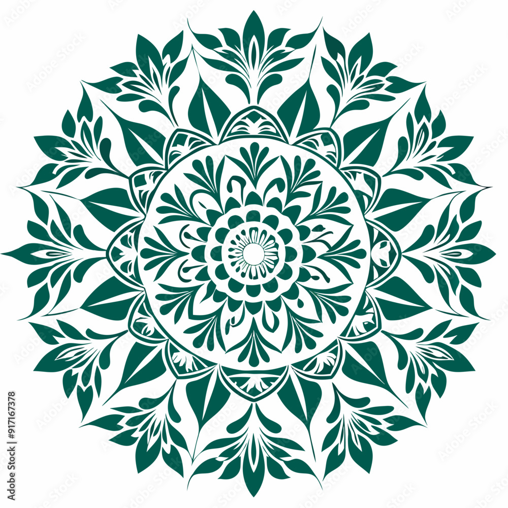Fototapeta premium Floral Mandala Stencil Template Vector Silhouette