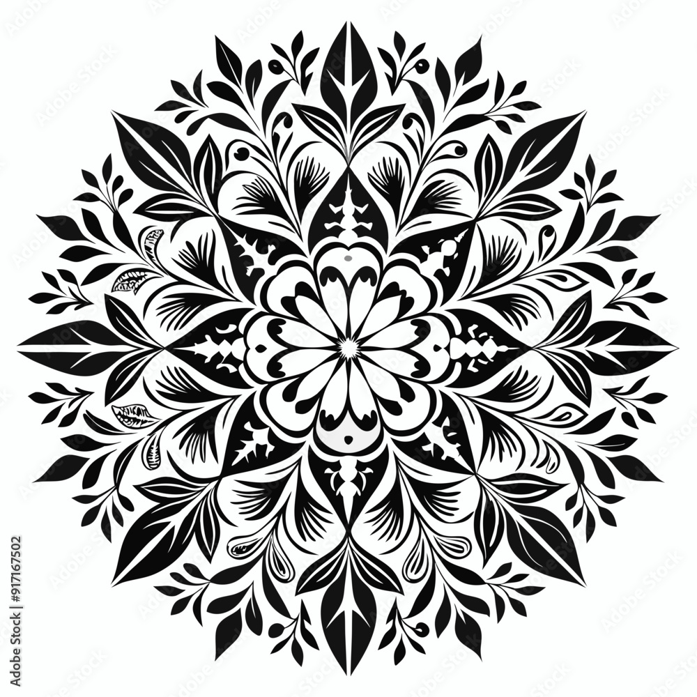Floral Mandala Stencil Template Vector Silhouette Floral Mandala Stencil Template Vector Silhouette